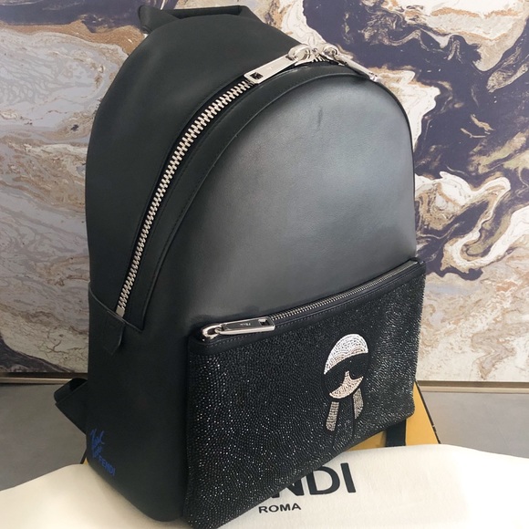 Ltd Edition Fendi Crystal Carlito Large Backpack